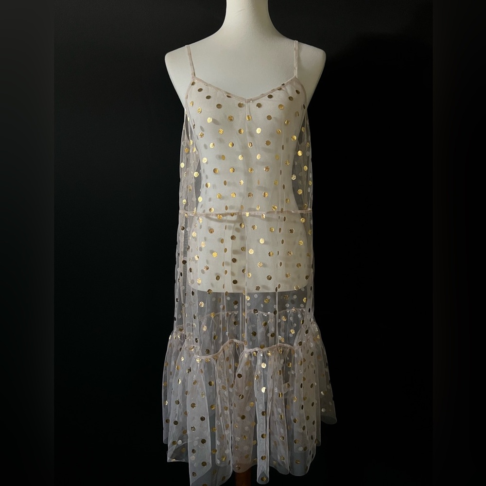 SHEIN Tulle Metallic Polka Dot Dress